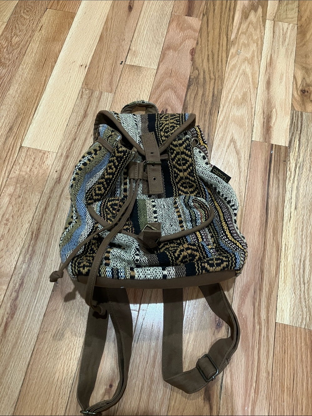 Catori Sun N Sand Woven Canvas Drawstring Backpack